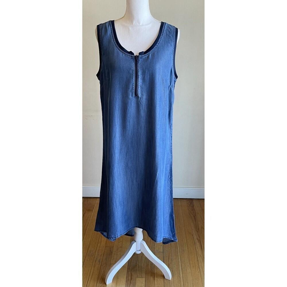 Denim & Co Size M Blue Chambray Sleeveless High Low Maxi Dress NWOT MODEST